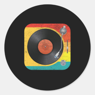 Vinyl Record Player Runt Klistermärke