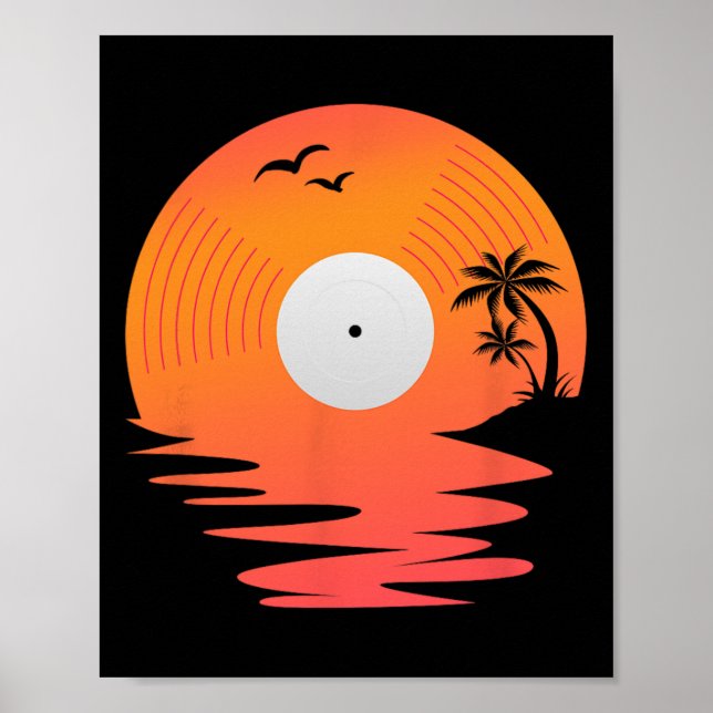 Vinyl Record Retro Disk Sea Beach Turntables Desig Poster (Framsidan)
