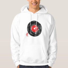Vinyl Record Retro Grunge med Sakura-Blommar Hoodie