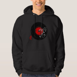 Vinyl Record Retro Grunge med Sakura-Blommar Hoodie