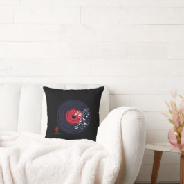 Vinyl Record Retro Grunge med Sakura-Blommar Kudde