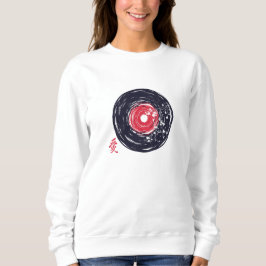 Vinyl Record Retro Grunge med Sakura-Blommar T Shirt