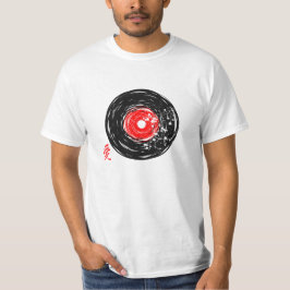 Vinyl Record Retro Grunge med Sakura-Blommar T Shirt