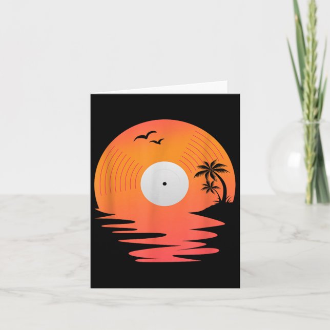 Vinyl Record Retro Sea Beach Turnables Desig Kort (Framsida)