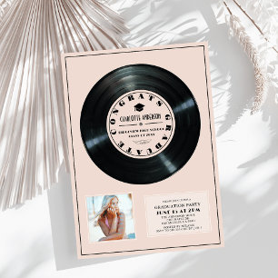 Vinyl Record Rosa Plaque Photo Studenten Inbjudningar