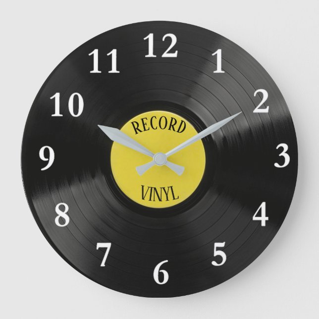 Vinyl Record Round Wall Clock Stor Klocka (Framsida)