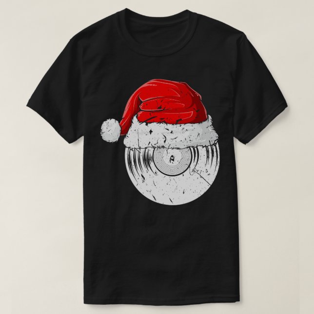 Vinyl Record Santa Hat jul Julafton T Shirt (Design framsida)