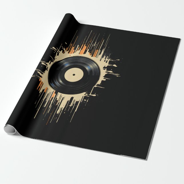 Vinyl Record Stänk Presentpapper (Utrullad)