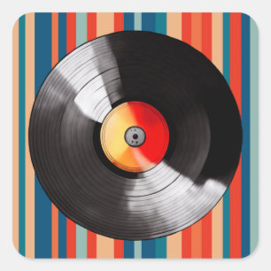 Vinyl Record Stickers Fyrkantigt Klistermärke