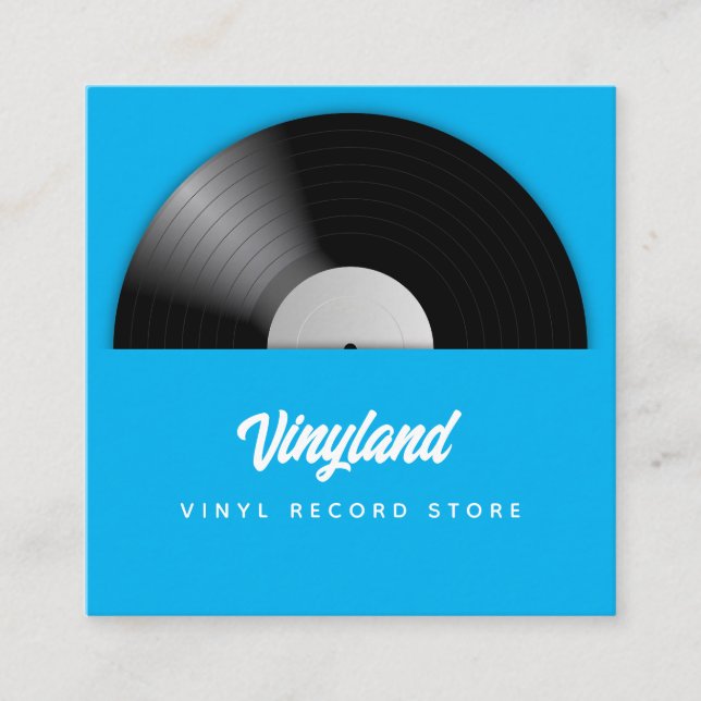 Vinyl Record Store Fyrkantigt Visitkort (Framsida)