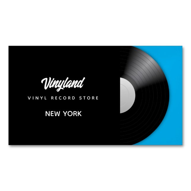 Vinyl Record Store Magnetiska Visitkort (Framsida)