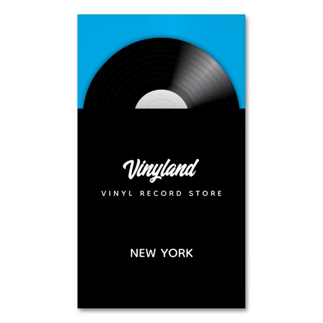Vinyl Record Store Magnetiska Visitkort (Framsida vertikal)