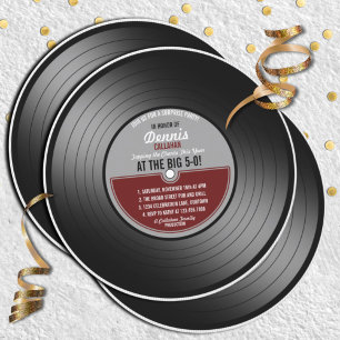 Vinyl Record Surprise Födelsedagsfest inbjudan
