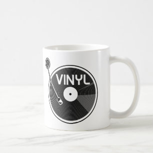 Vinyl Record Turntable Black and White Kaffemugg