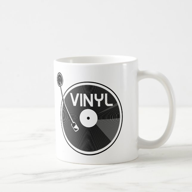 Vinyl Record Turntable Black and White Kaffemugg (Höger)