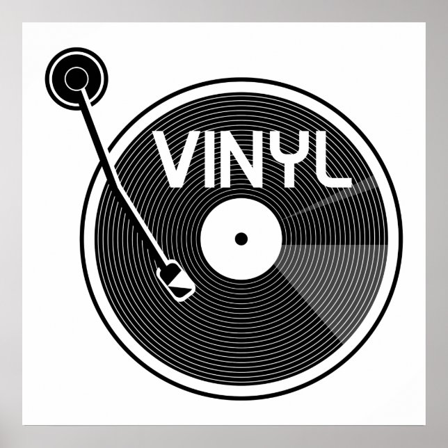 Vinyl Record Turntable Black and White Poster (Framsidan)
