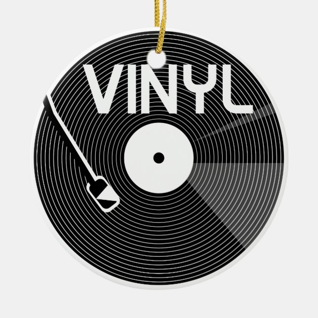 Vinyl Record Turntable Julgransprydnad Keramik (Framsidan)
