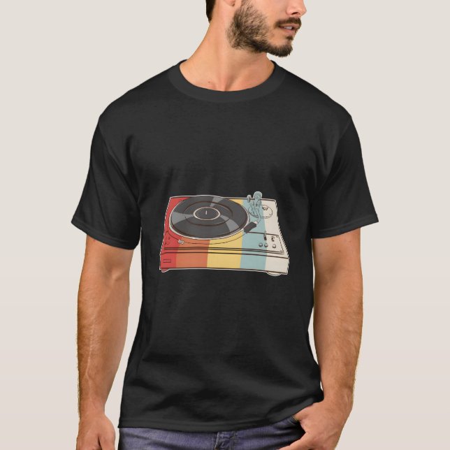 Vinyl Records Turntable Dj T Shirt (Framsida)