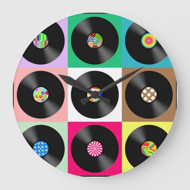 VINYL-REGISTRERAR VÄNSTERKlocka Stor Klocka (Framsida)