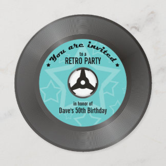 Vinyl Retro Party Inbjudningar
