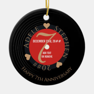 Vinyl Romantic 7:e Copper Bröllop-årsdag Julgransprydnad Keramik