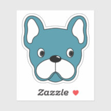 Vinyl Sticker, levande Teal Bulldog 3" x 3"