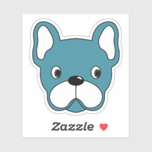 Vinyl Sticker, levande Teal Bulldog 3" x 3" Klistermärken