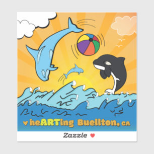 Vinyl Sticker - Spelande valar - Buellton.Art Klistermärken