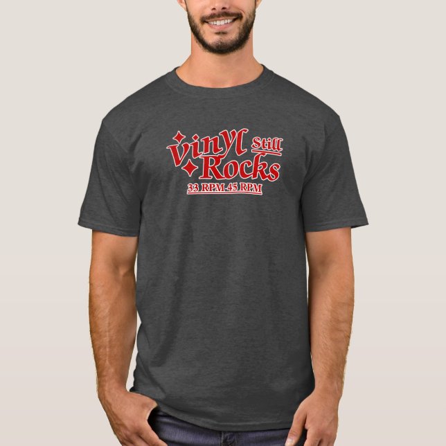 Vinyl stilla Sten 33-45 varv/min Röd vit T Shirt (Framsida)