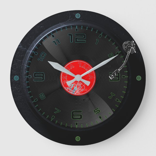 Vinyl Vibes Retro Wall Clock Stor Klocka (Framsida)