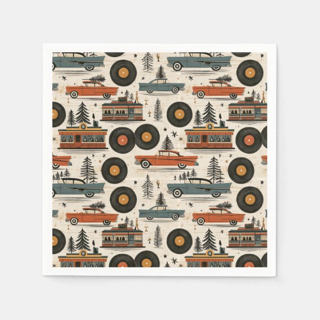 Vinyl & Vintage Holiday Bordstil Pappersservett (Framsidan)