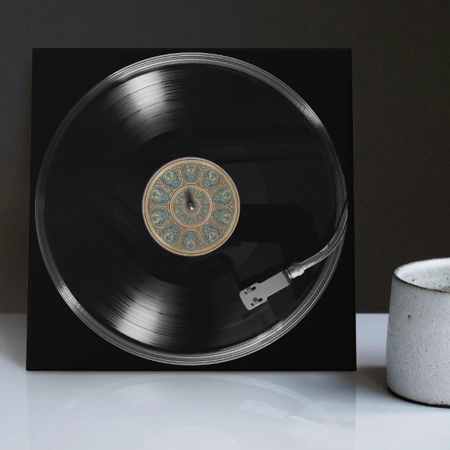 Vinyl Vintage Retro Skivdesign Kakelplatta (Skapare uppladdad)