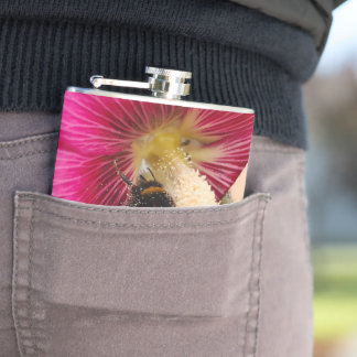 Vinyl wrapped flask Hollyhock bumble bee  Fickplunta