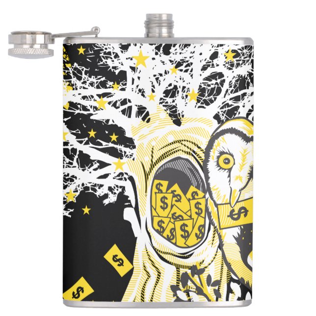 Vinyl Wrapped Flask – Urban Tree Owl & Wealth  Fickplunta (Öppnad)