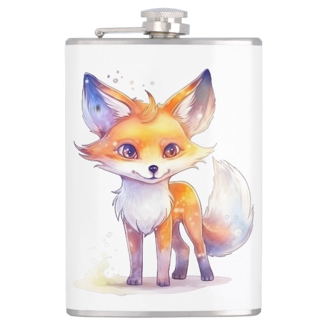 Vinylförpackad Cute Baby Fox-vinylkolv Fickplunta (Framsidan)