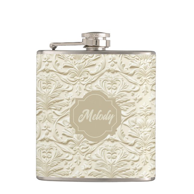 Vinylförpackad elfenbensförpackad Blommigt Fickplunta (Framsidan)