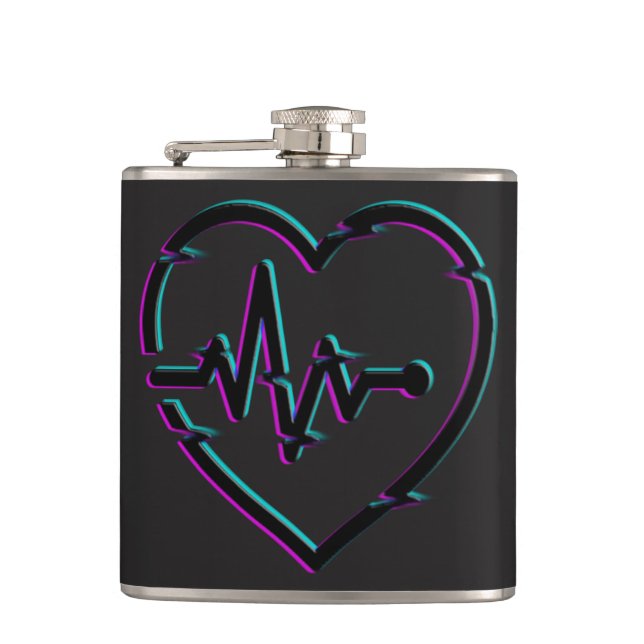 Vinylglasflaska för hjärtkontroll fickplunta (Framsidan)