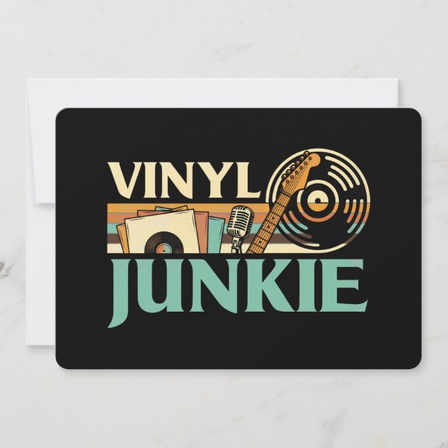 Vinyljunkie LP-skivor DJ skivspelare Musik samlare Inbjudningar (Framsida)