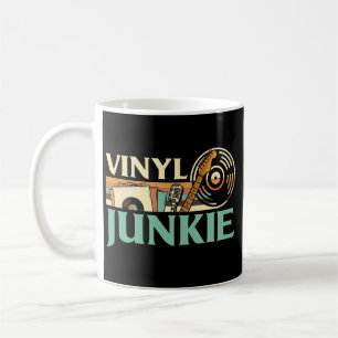 Vinyljunkie LP-skivor DJ skivspelare Musik samlare Kaffemugg