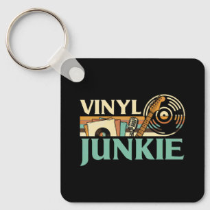 Vinyljunkie LP-skivor DJ skivspelare Musik samlare Nyckelring
