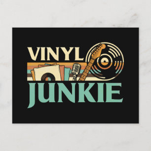 Vinyljunkie LP-skivor DJ skivspelare Musik samlare Vykort
