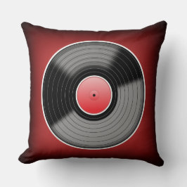 Vinyljunkie röd urblekt fyrkantig kastkudde kudde