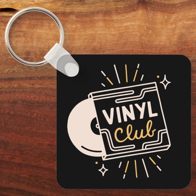 Vinylklubb skivälskare analog musik nyckelring (Framsida)