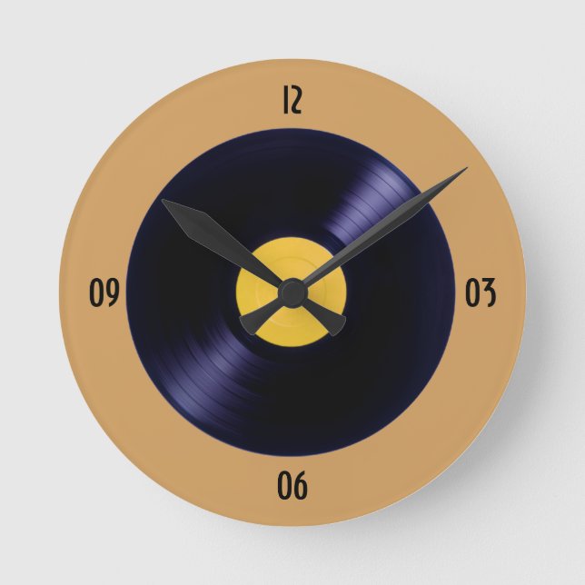 Vinylmusikskivans klockvägg rund klocka (Framsida)