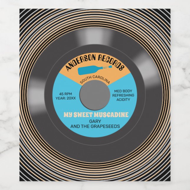 Vinylpost, homemad med en personlig vinflaska etikett (Singel etikett)