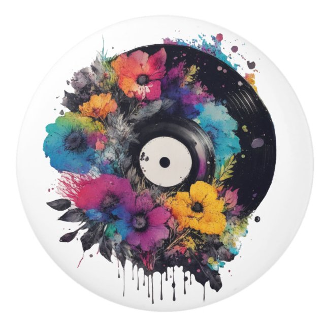 Vinylpost med färgade blommor knopp (Framsidan)
