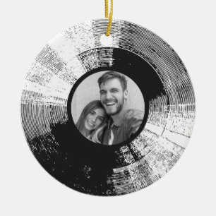 Vinylpost med fotokeramisk prydnadsföremål julgransprydnad keramik
