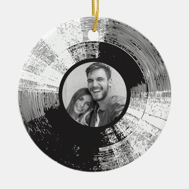 Vinylpost med fotokeramisk prydnadsföremål julgransprydnad keramik (Framsidan)