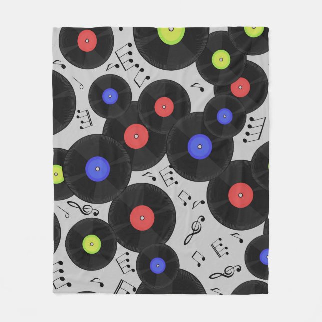 Vinylposter: Music Note Mönster Fleecefilt (Framsidan)
