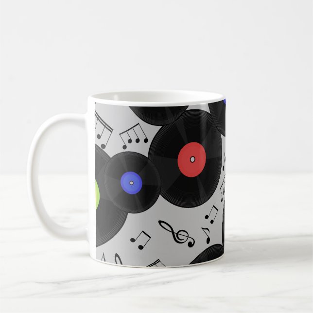 Vinylposter: Music Note Mönster Kaffemugg (Vänster)